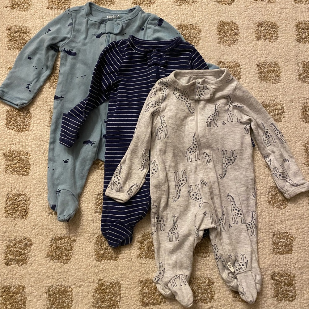 Carter’s Set of Three Baby Footed Pajamas